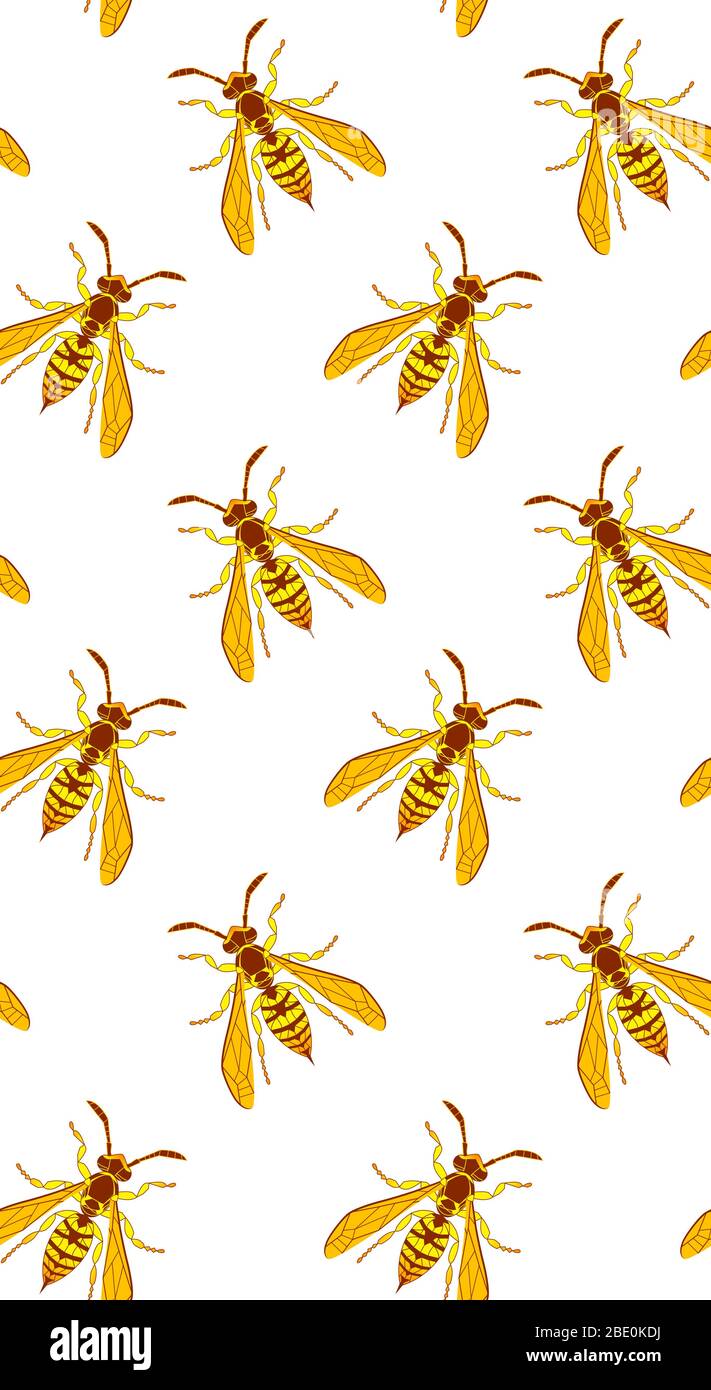 Fond d'écran vertical sans coutures pour insectes Wasp. Les insectes jaunes dangereux couvrent sur fond blanc. Vector Bumblebee dessin bannière mobile. Imprimé graphique nature sauvage. Illustration de Vecteur Fond d'écran vertical sans coutures pour insectes Wasp. Les insectes jaunes dangereux couvrent sur fond blanc. Vector Bumblebee dessin bannière mobile. Imprimé graphique nature sauvage. Illustration de Vecteur