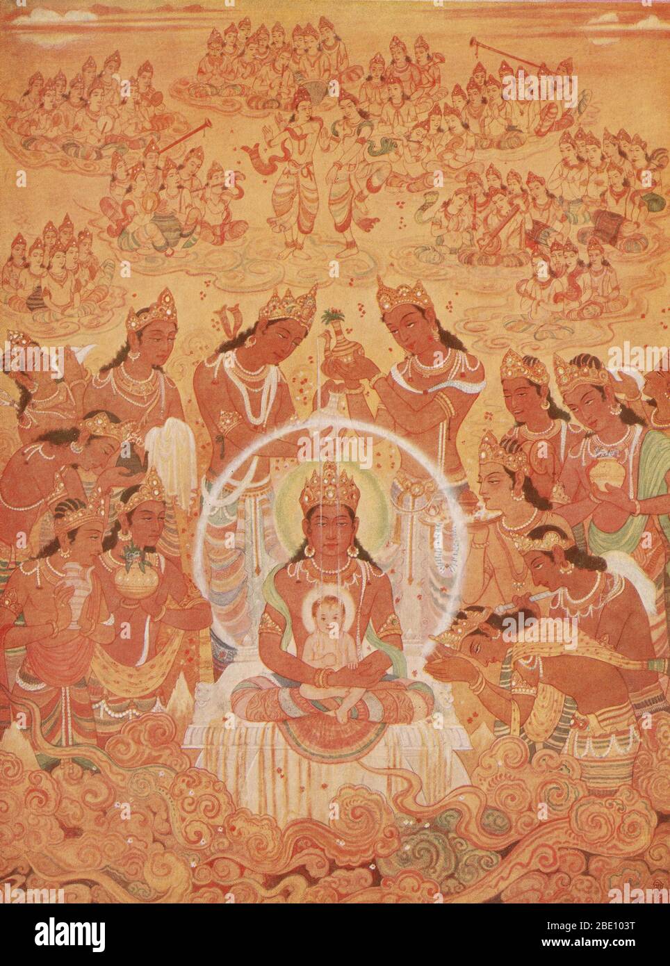 Mahavira est le fondateur du Jainisme. Il a vécu entre 599 et 527 BCE. Mahavira prêchait que chaque âme vivante porte des atomes karmiques qui sont accumulés par diverses actions. Pour éliminer le karma, il faut vivre selon les enseignements de Jain, qui mettent l'accent sur la non-violence et la non-attachement. Banque D'Images