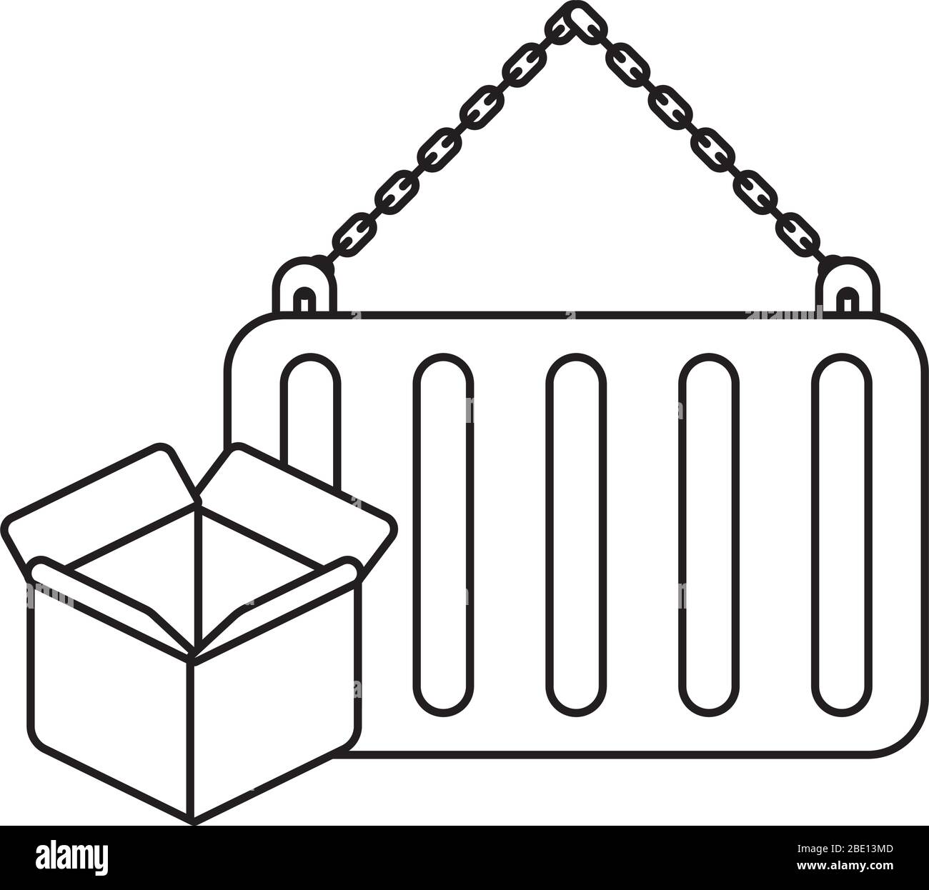 illustration vectorielle d'icône en forme de ligne suspendue de métal pour conteneur Illustration de Vecteur
