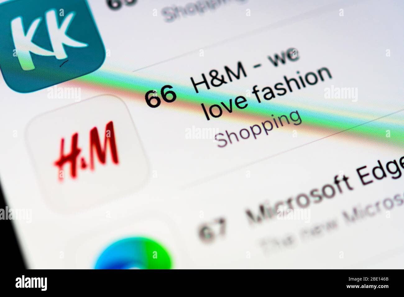 Application H&M, icône d'application, iPhone, iOS, smartphone, détails, format complet Banque D'Images