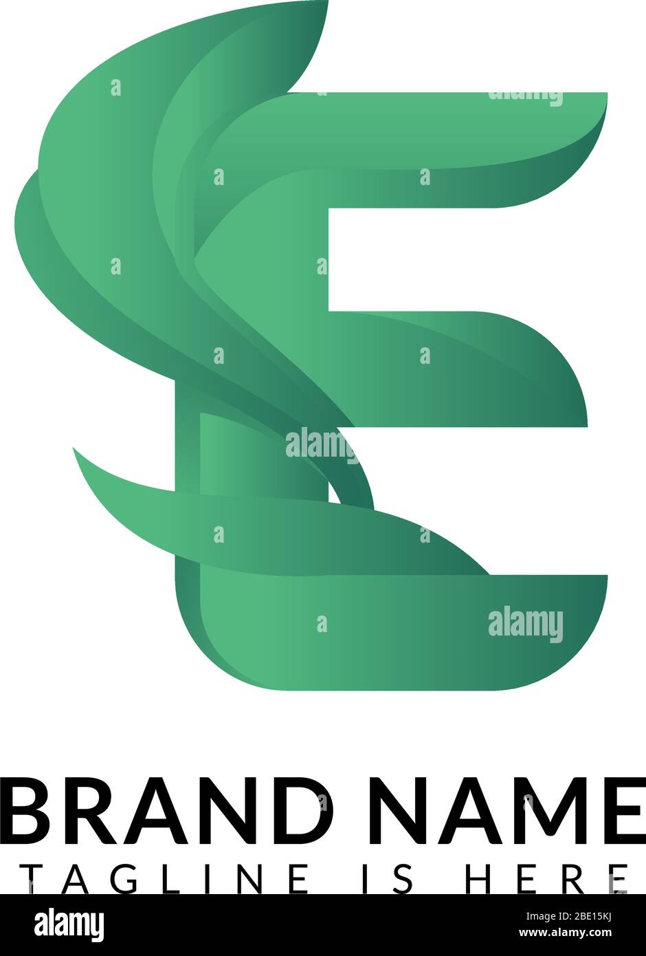Logo professionnel à feuilles naturelles avec dégradé minimal E. Illustration de Vecteur