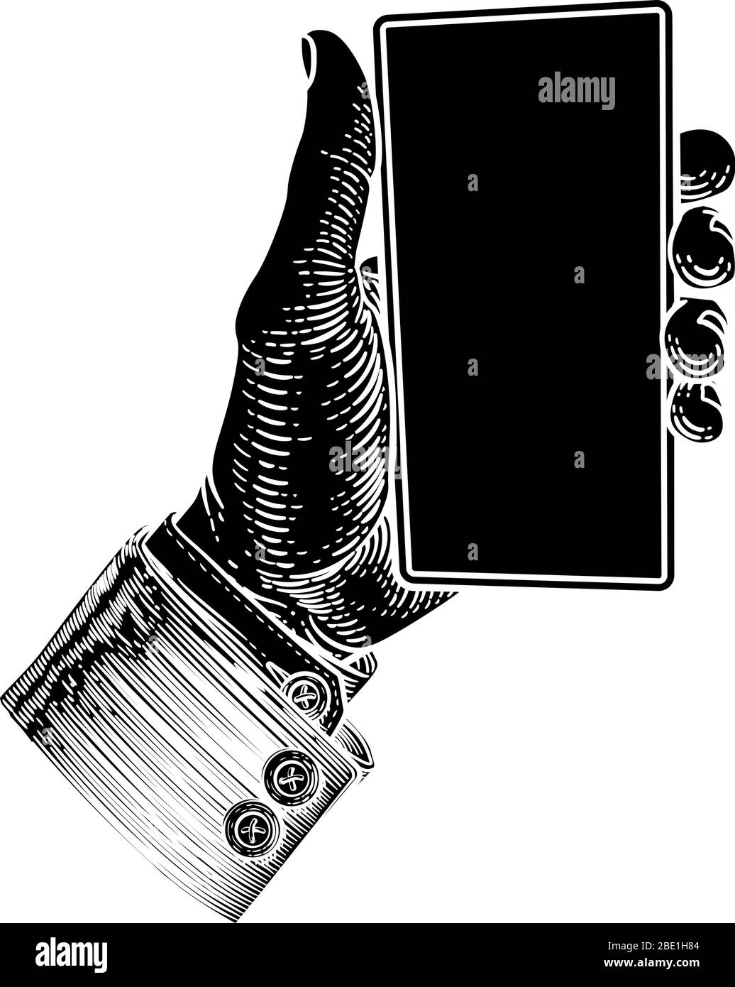 Tailleur Vintage Hand Holding Mobile Phone Illustration de Vecteur