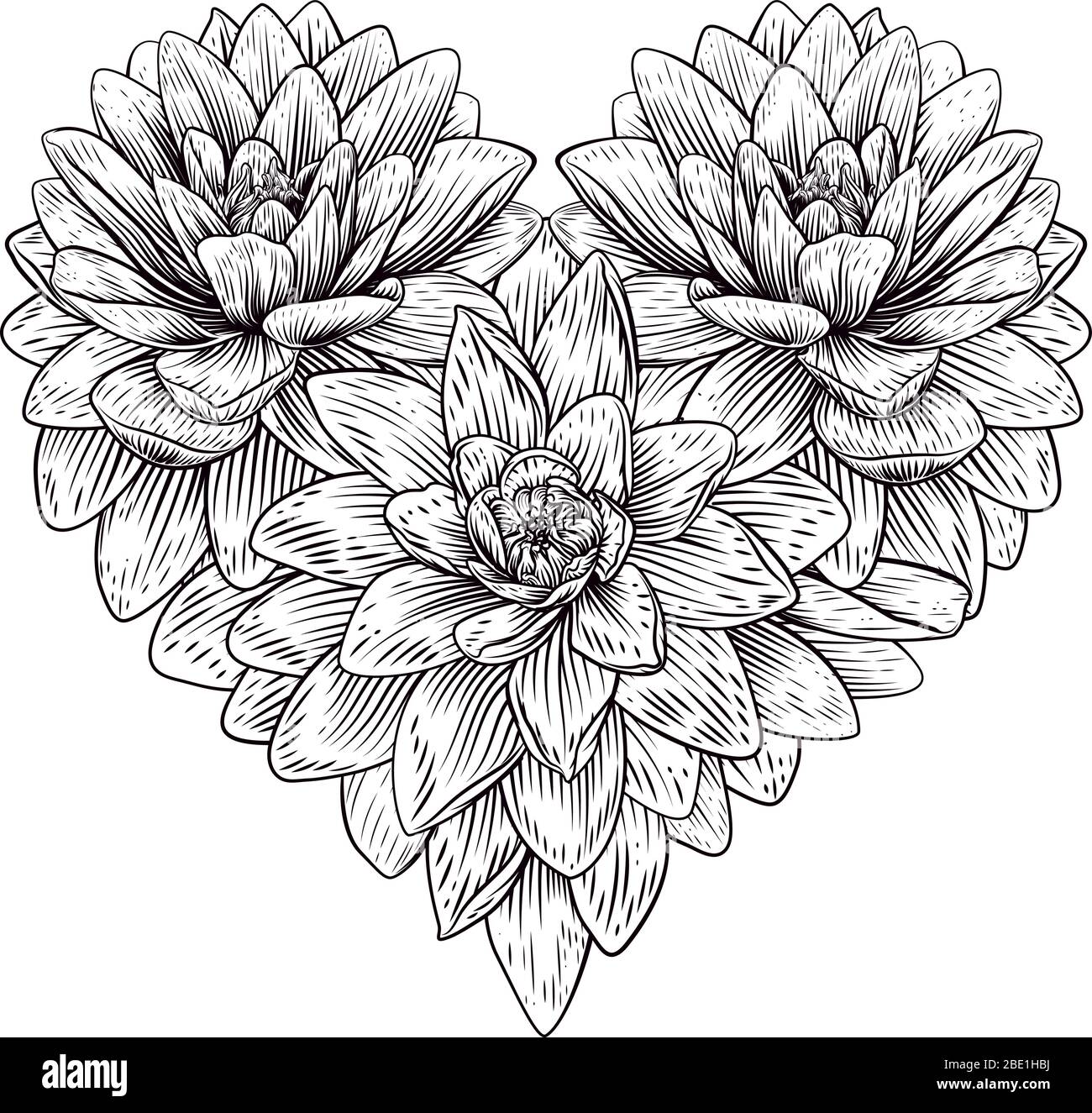Gravure Gravee Fleurs D Amour Coeur Image Vectorielle Stock Alamy