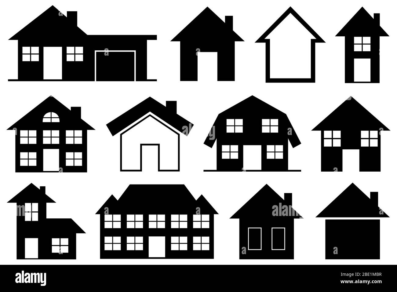 Collection de différentes maisons isolées sur blanc Banque D'Images