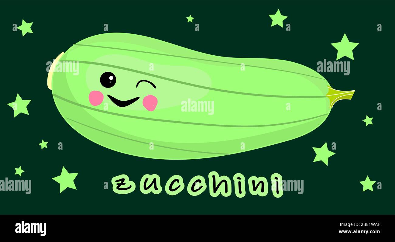 Courgettes sucrées avec un visage et un sourire. Logo pour une entreprise agricole. Illustration de Vecteur