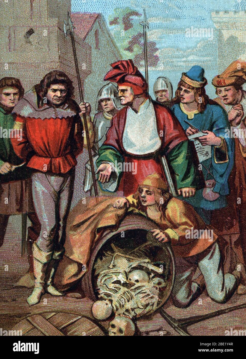 'La découplante des squelettes des enfants assassins par Gilles de Rais (Gilles de Montmorency-Laval ou Gilles de Retz) (1405-1440) surnommee Barbe BL Banque D'Images