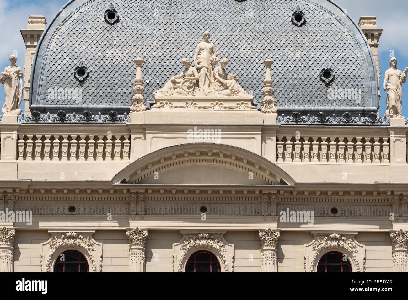 Détail de l'architecture du Musée de la ville de Lodz, Pologne Banque D'Images