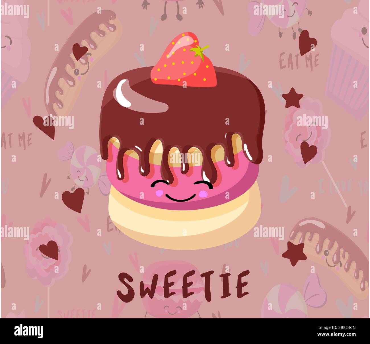 Gateau D Anniversaire Decore Banque D Images Vectorielles Alamy