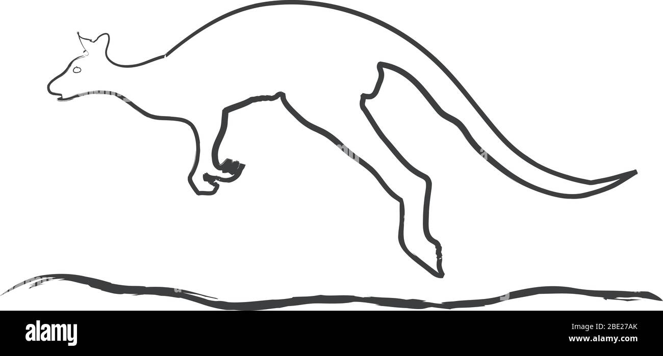 dessin d'un animal kangourou rebondissant australie Illustration de Vecteur