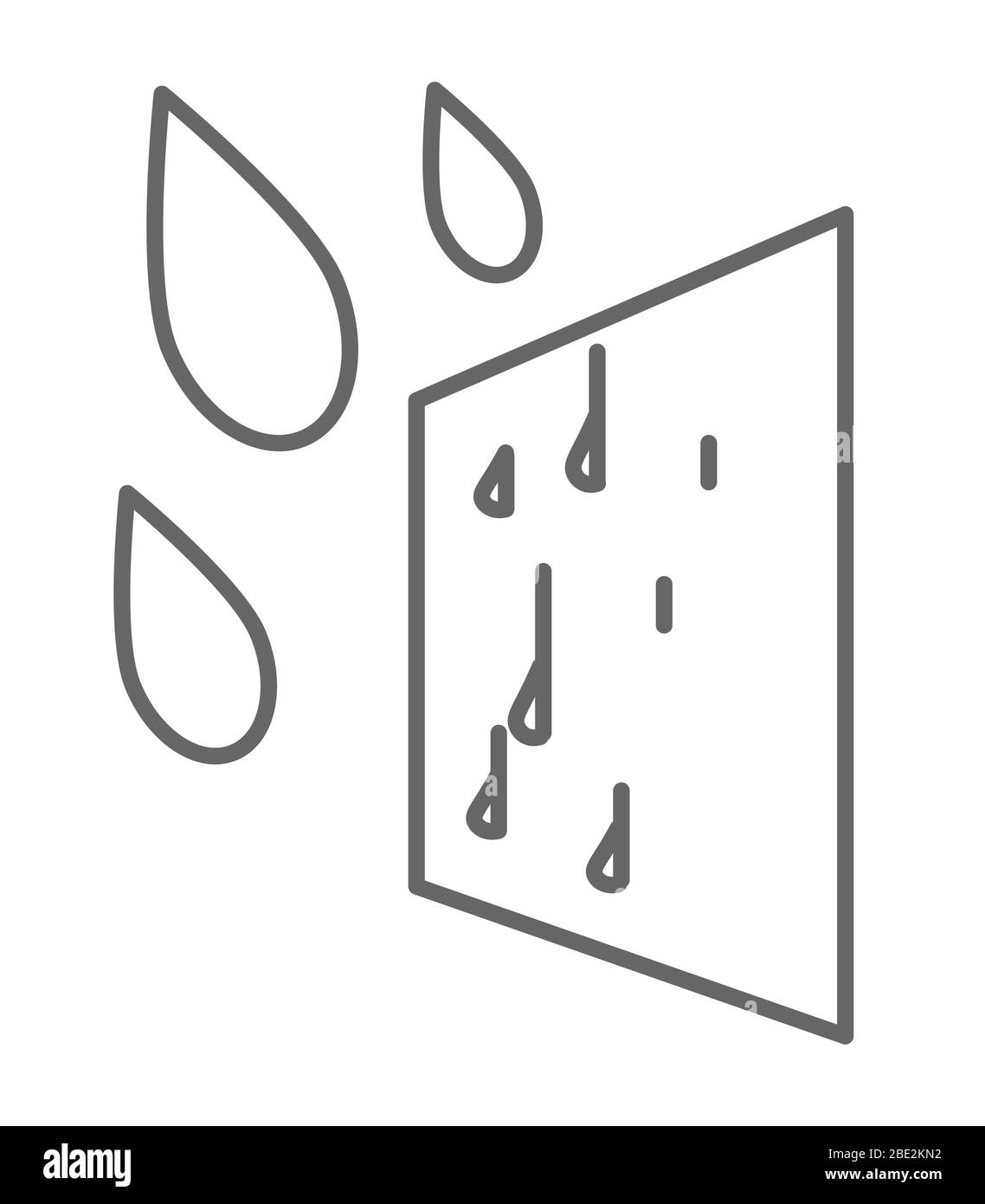 Verre à fenêtre et gouttes de pluie, impact d'humidité sur le produit Illustration de Vecteur