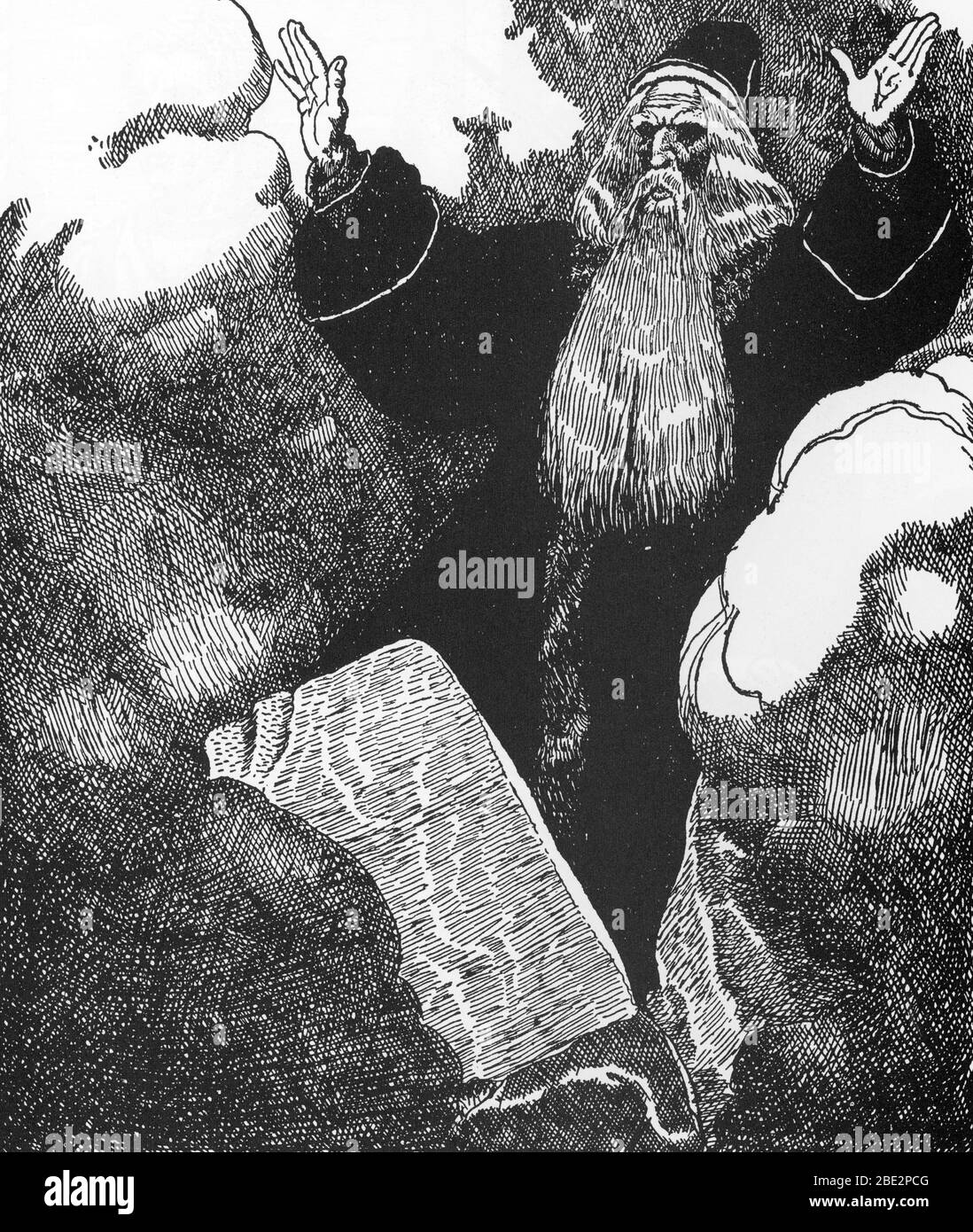 'Legende arthurienne : Merlin l'enchanteur' (Merlin l'enchanteur) Illustration d'Howard Pyle (1853-1911) tiree de 'The Story of Sir Launcelot and HIS Banque D'Images