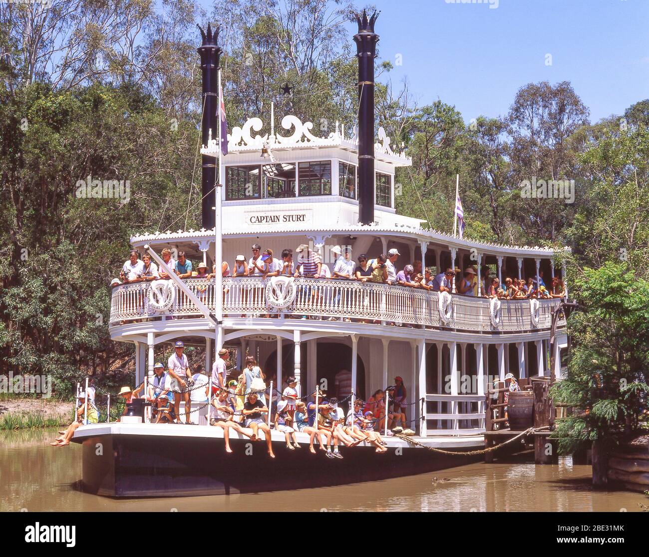 Promenade en bateau à vapeur sur la rivière « Captain Sturt » au parc à thème Dreamworld, Coomera, City of Gold Coast, Queensland, Australie Banque D'Images