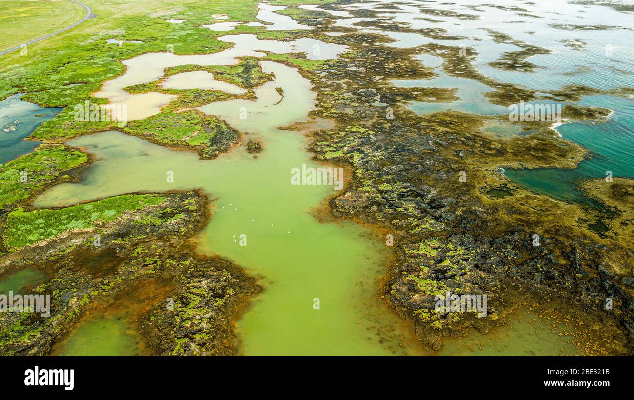 Riverside et les zones sédimentaires de l'Islande Banque D'Images