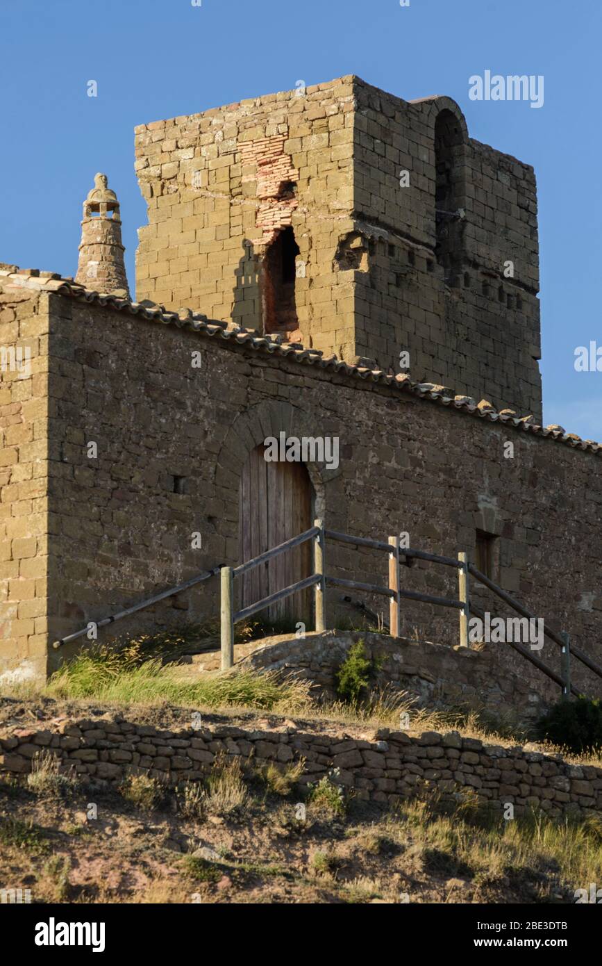 Le château de Sarsamarcuello demeure, Hoya de Huesca, Aragon, Espagne Banque D'Images