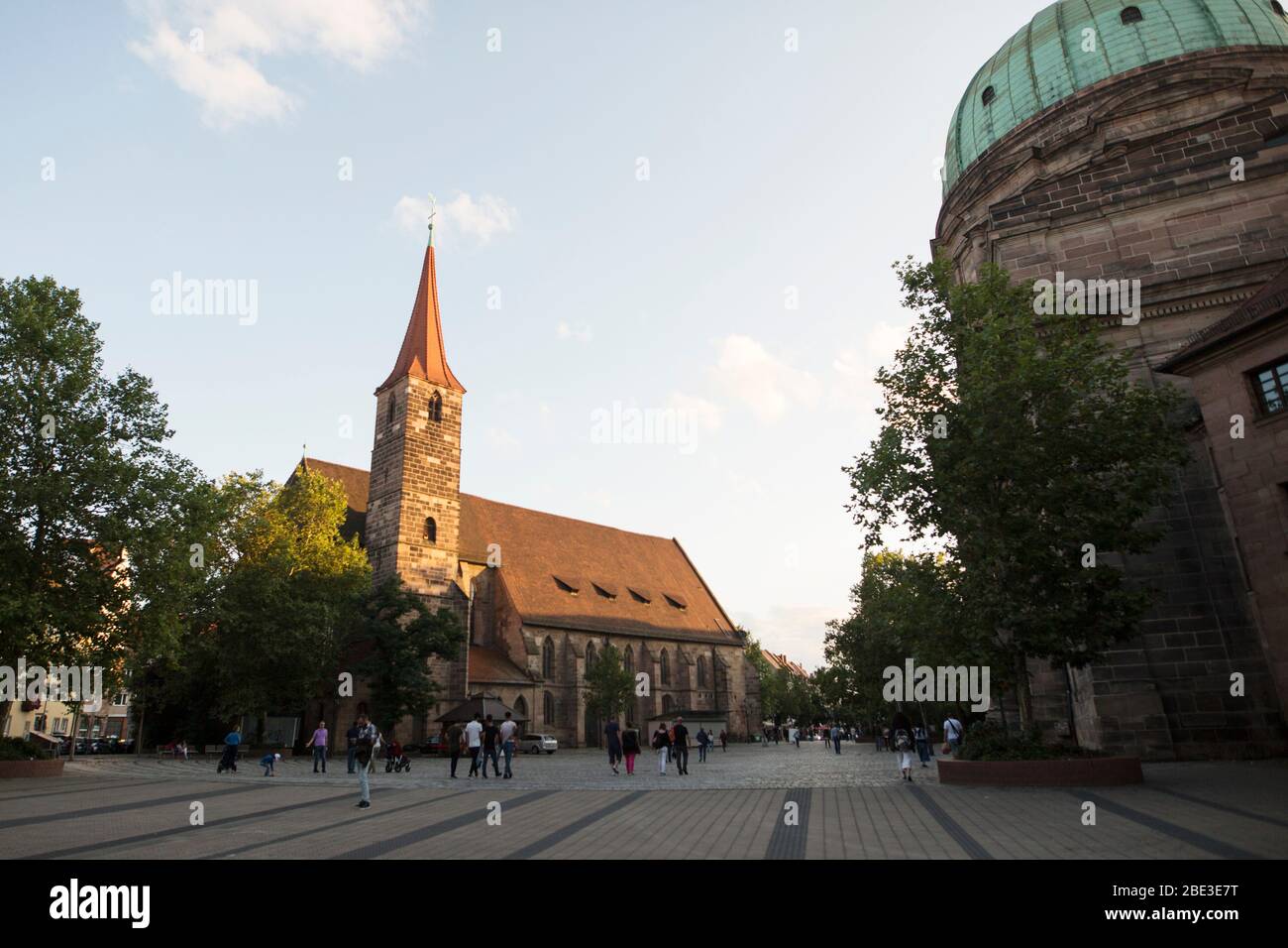 Église évangélique luthérienne St Jakob sur Jakobsplatz à Nuremberg, Allemagne. Banque D'Images