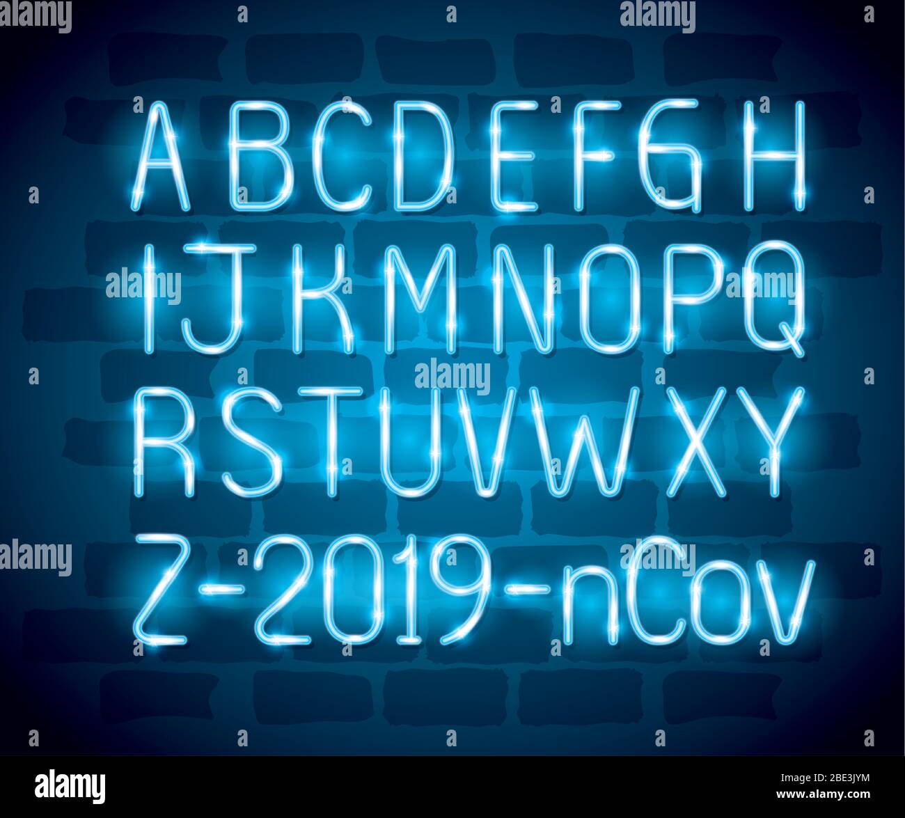 alphabet avec 2019 ncov de lumière néon Illustration de Vecteur