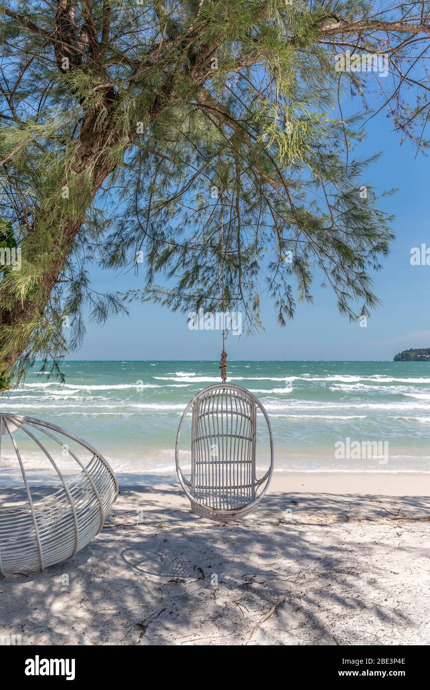 Plage de la baie de saracen et île de koh rong samloem, Cambodge. Banque D'Images