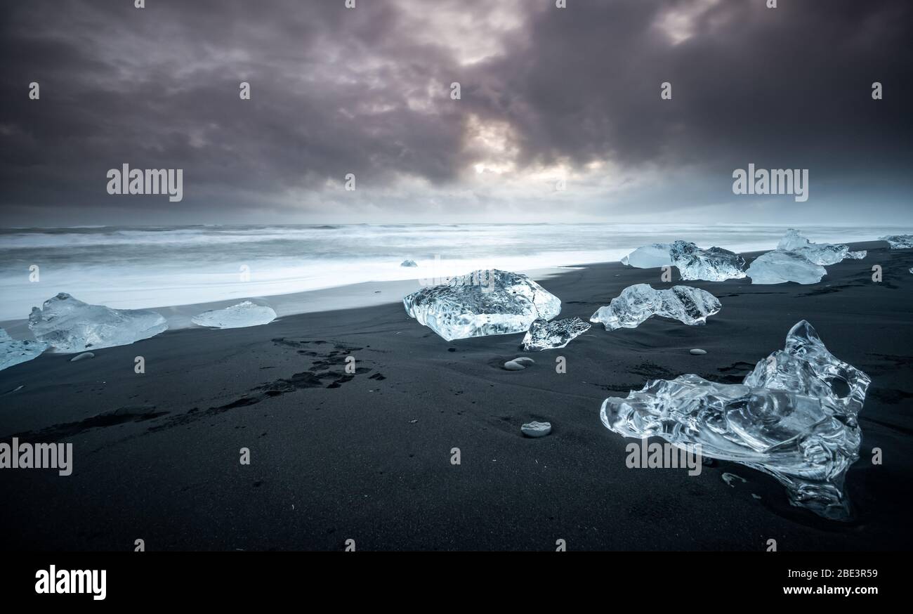 Plage du diamant en Islande Banque D'Images