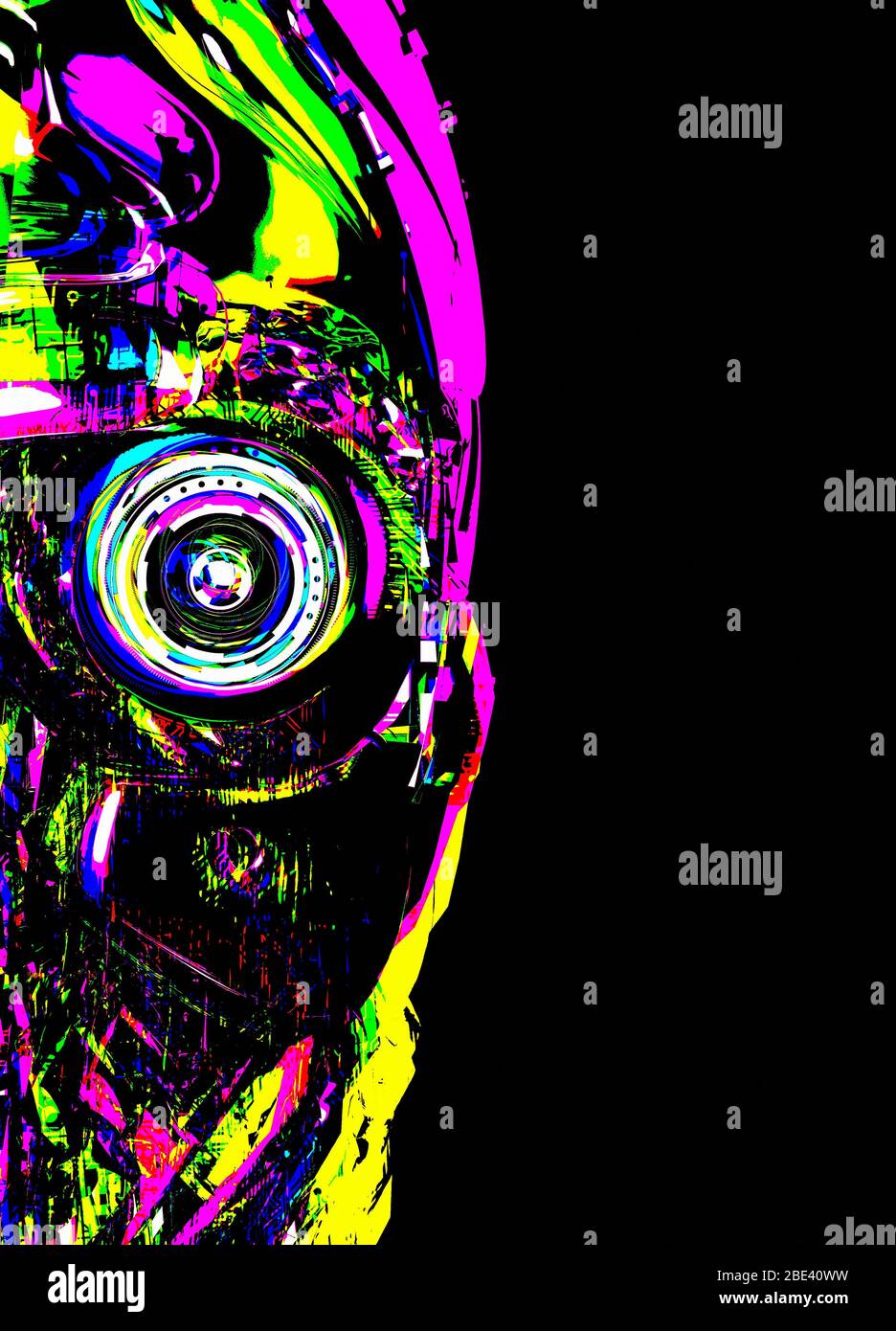 Face robotique, illustration. Banque D'Images