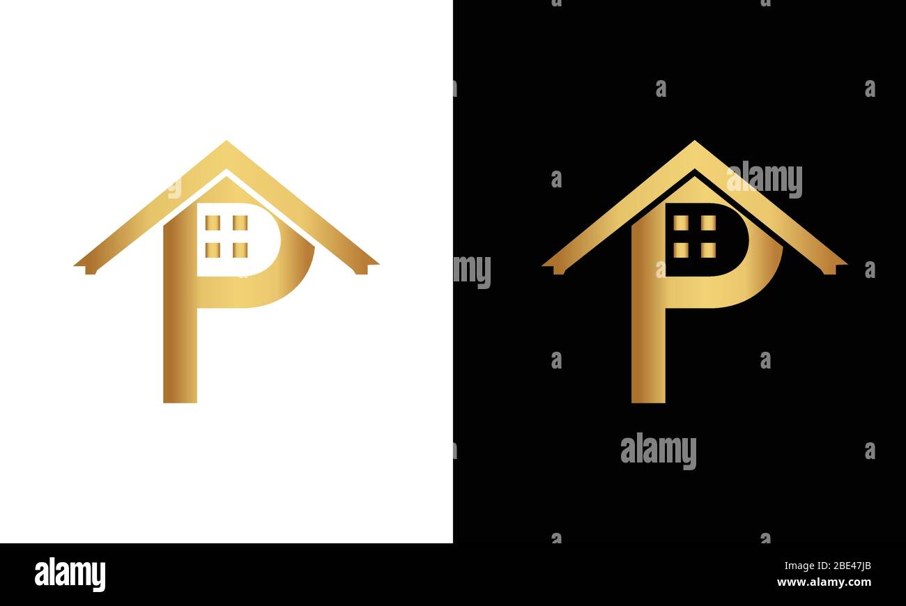 P lettre logo de forme de toit. Logo immobilier Illustration de Vecteur