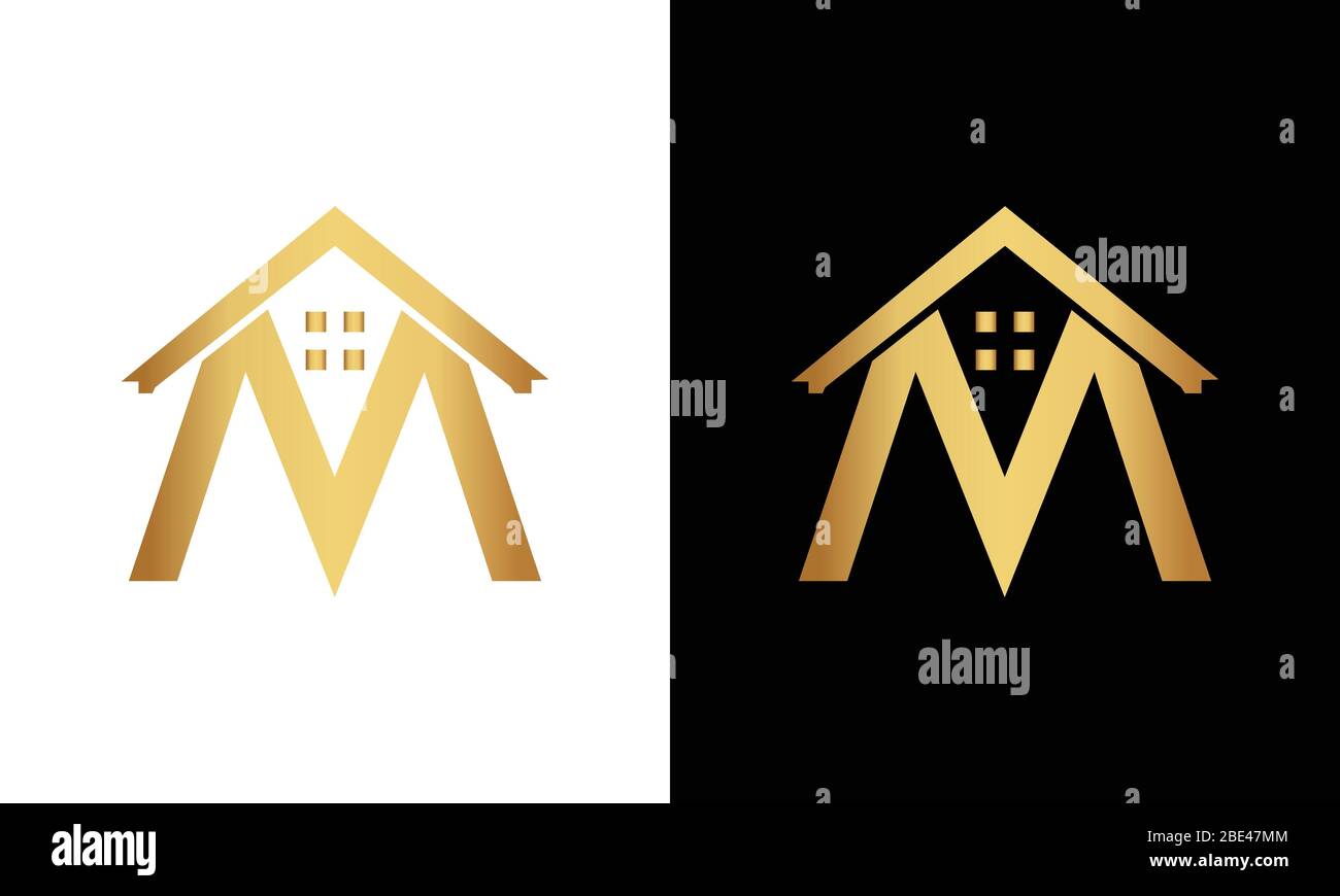 Logo en forme de toit lettre M. Logo immobilier Illustration de Vecteur