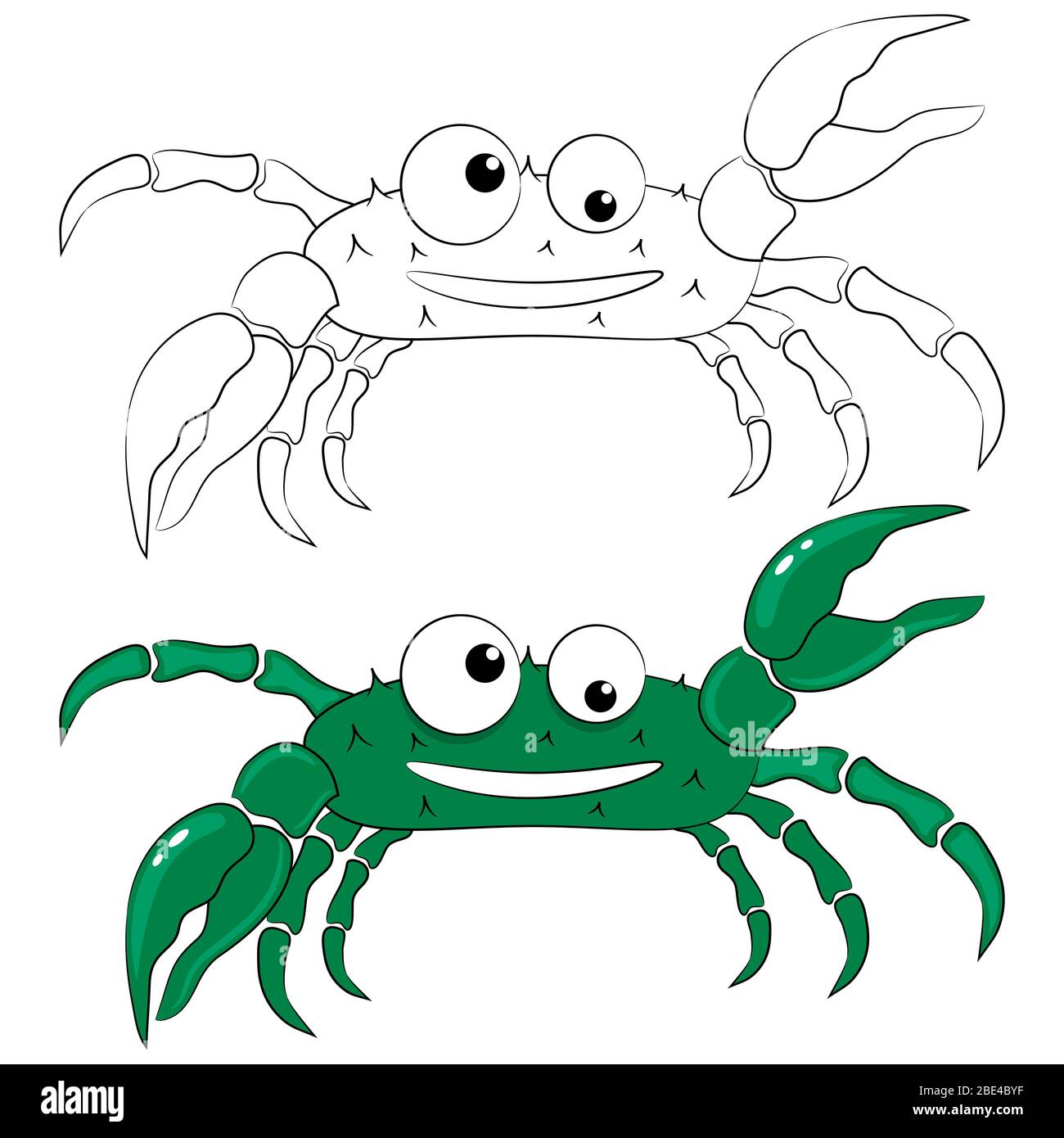 mignon dessin animé de crabe de personnage. dessin de livre de coloriage. illustration vectorielle. Illustration de Vecteur