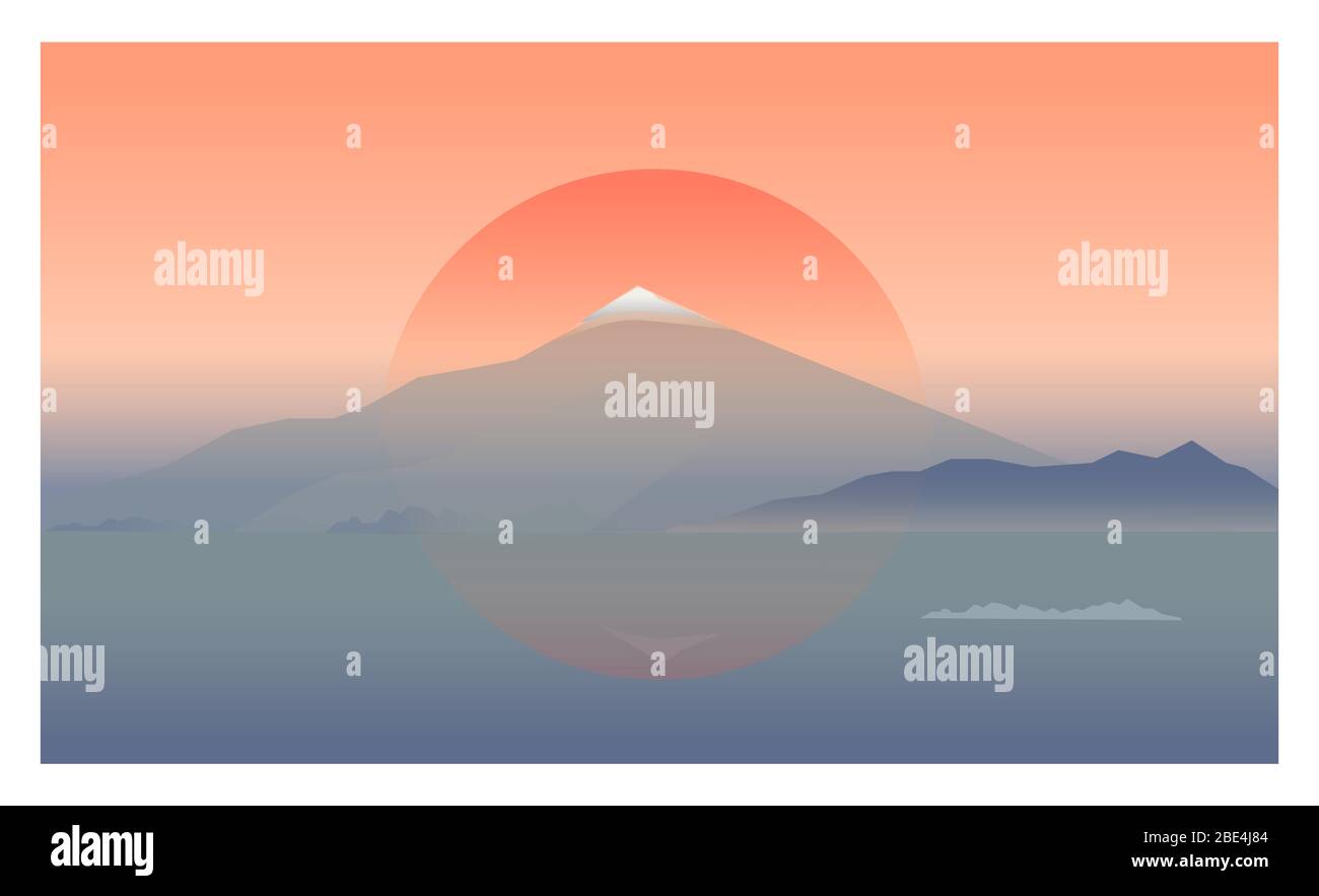 Soleil de montagne panoramique paysage vectoriel Illustration de Vecteur