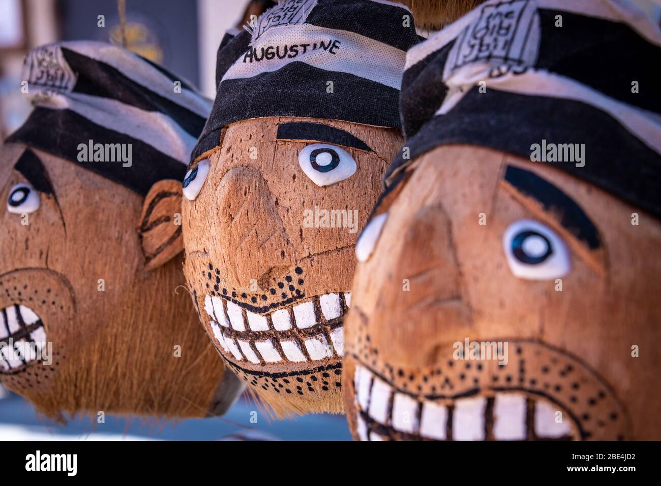 Jailbird a sculpté des têtes de noix de coco au Old Jail Museum dans la vieille ville de St. Augustine, en Floride. (ÉTATS-UNIS) Banque D'Images