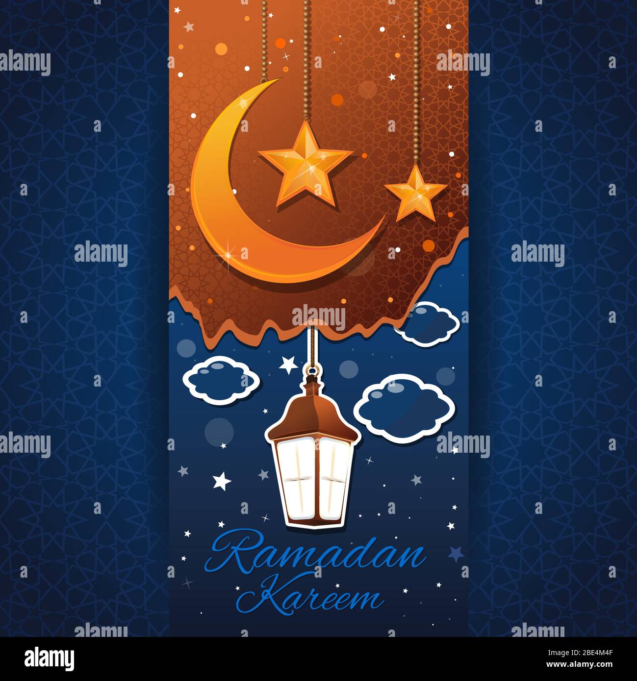 Carte Ramadan Kareem Lune Et Lanterne Arabe Image Vectorielle Stock Alamy