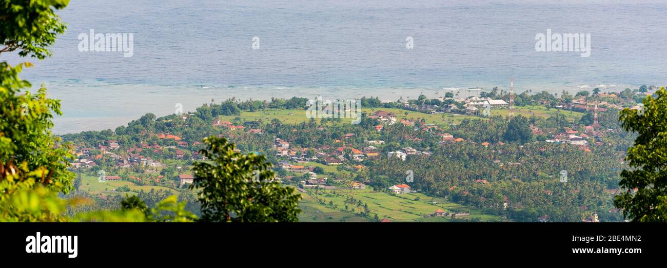 Vue panoramique horizontale sur Lovina à Bali, Indonésie. Banque D'Images