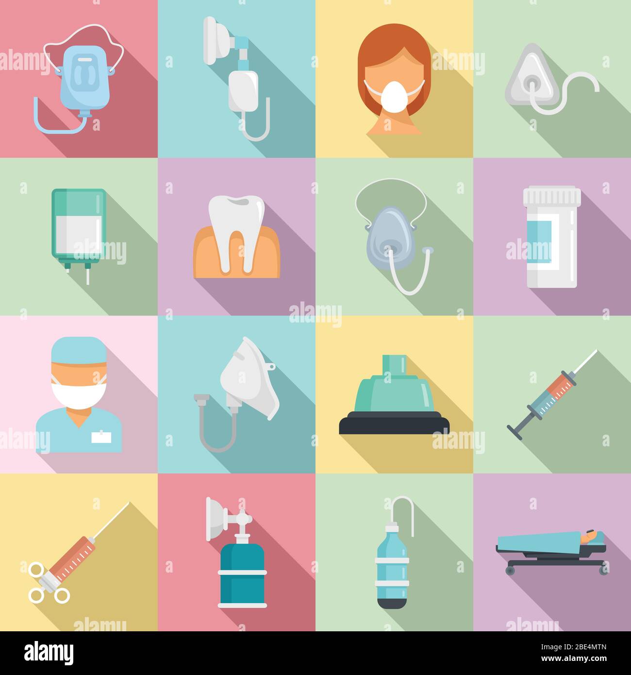 Ensemble d'icônes d'anesthésie. Ensemble plat d'icônes vectorielles d'anesthésie pour la conception de sites Web Illustration de Vecteur