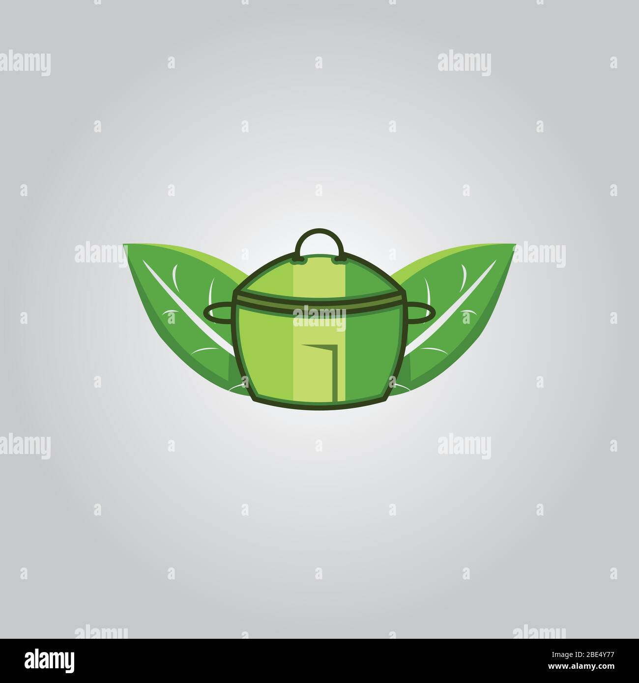 Illustration vectorielle de la poêle, du bol ou du bol et du logo santé des feuilles Illustration de Vecteur