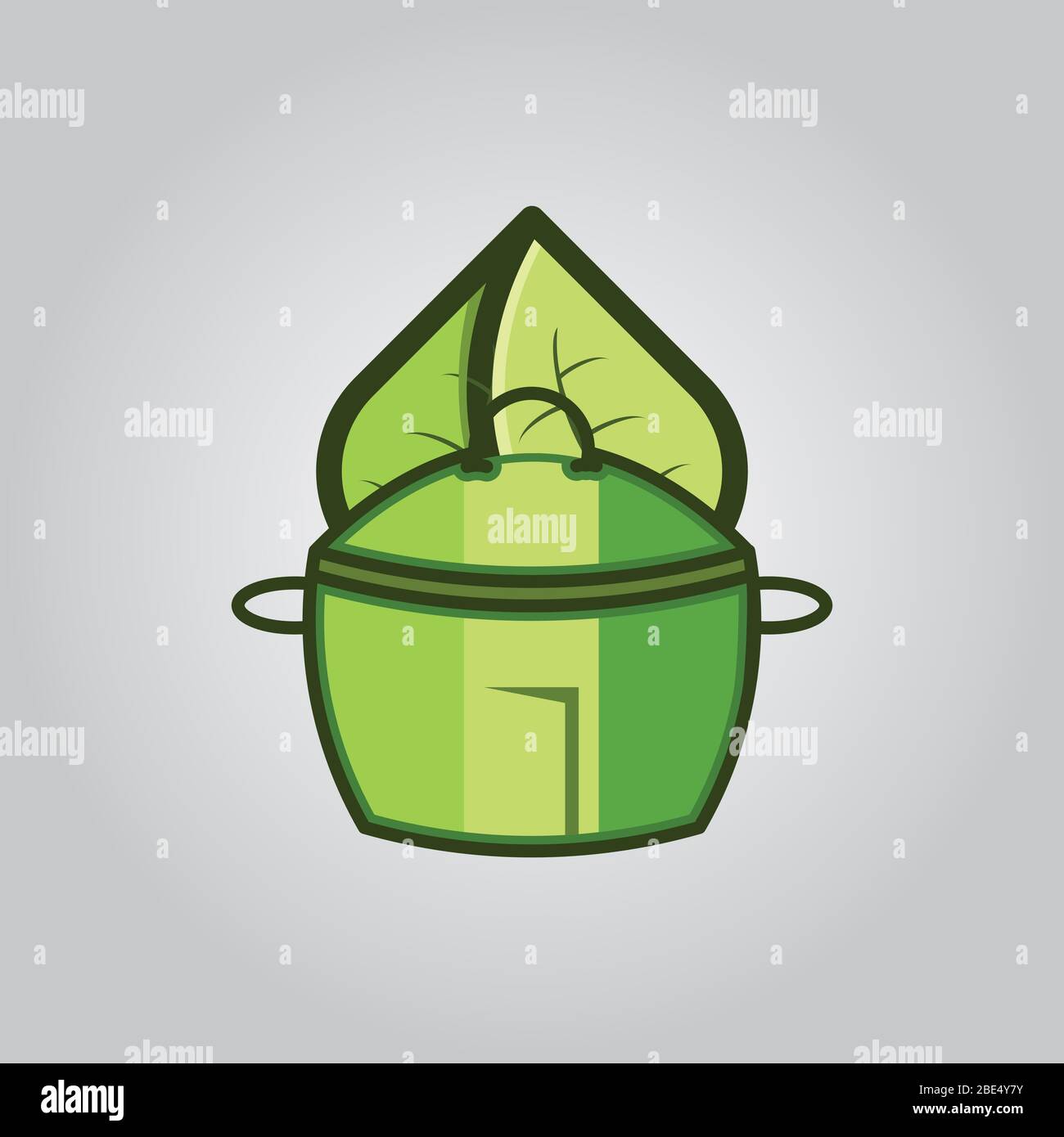 Illustration vectorielle de la poêle, du bol ou du bol et du logo santé des feuilles Illustration de Vecteur