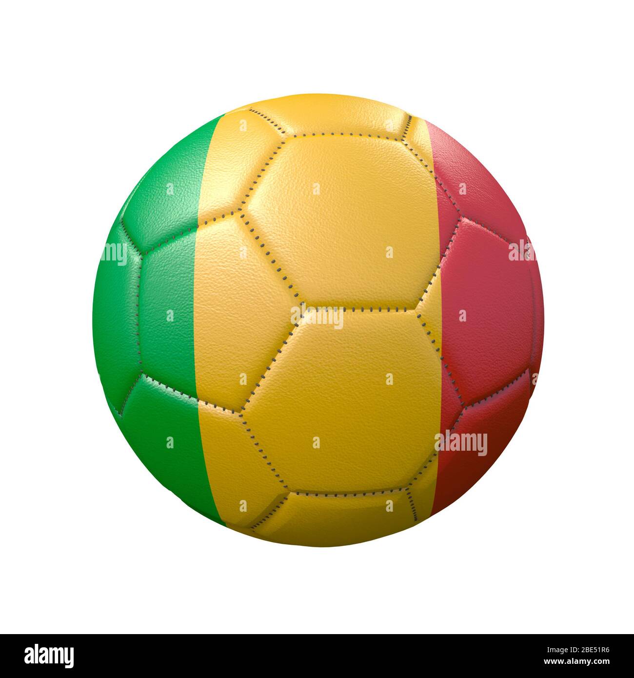 Ballon de football dans des couleurs de drapeau isolées sur fond blanc. Mali. Image 3D Banque D'Images