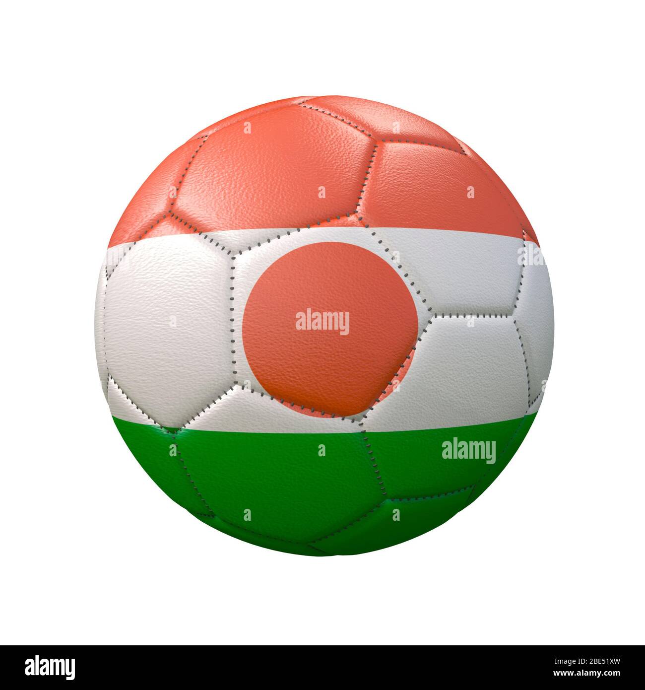 Ballon de football dans des couleurs de drapeau isolées sur fond blanc. Niger. Image 3D Banque D'Images