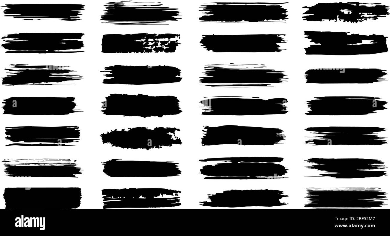 Pinceau. Brosses à texture et lignes de brosse à grunge modernes. Élément de conception artistique à brosse à encre pour la conception de cadres. Ensemble d'éléments isolés vectoriels Illustration de Vecteur