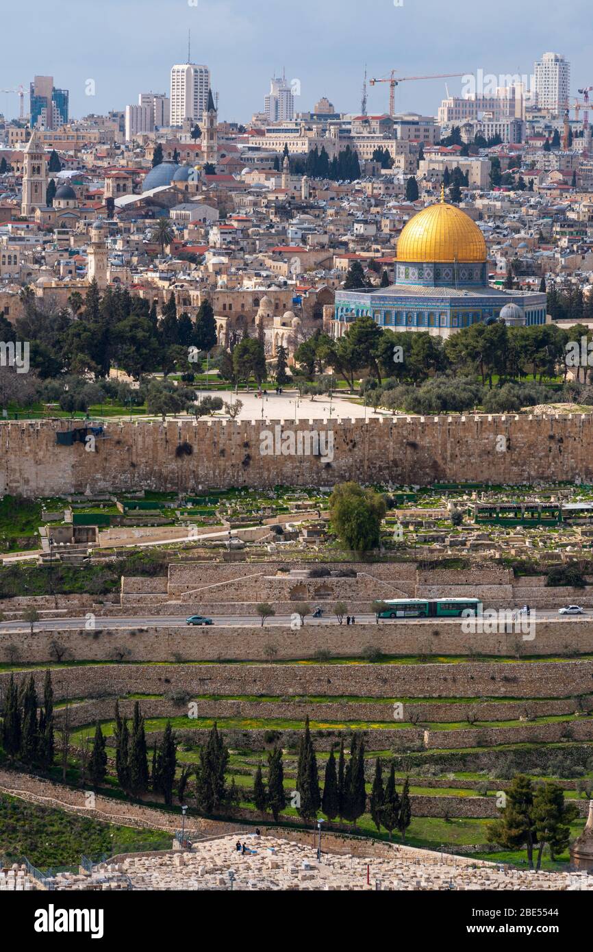 Vue sur Jérusalem depuis le mont des Oliviers Banque D'Images