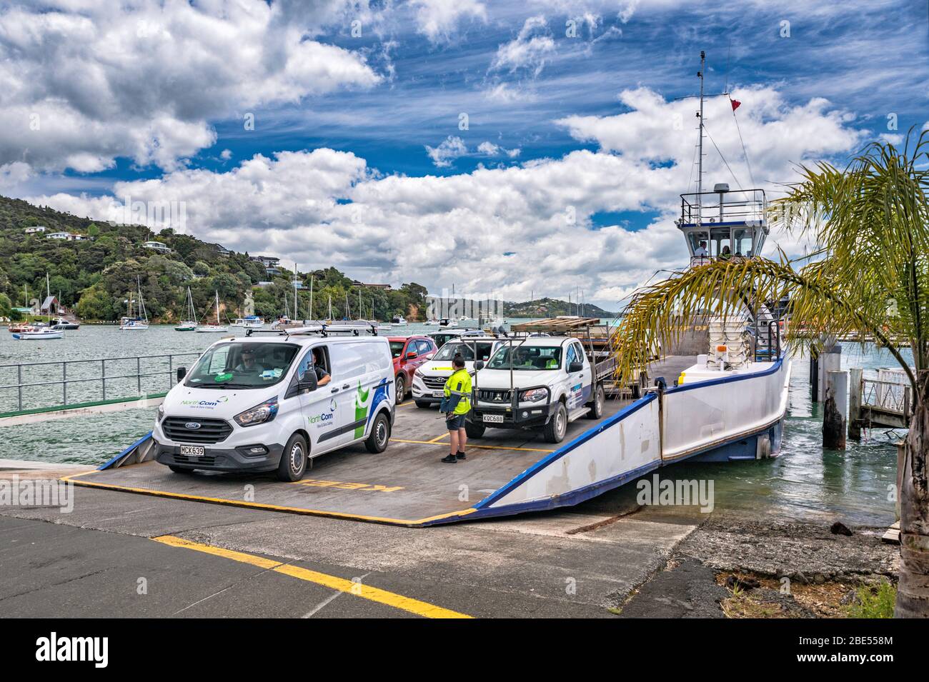 Traversier à Ferry Landing à Opua, région de la baie des Îles, région de Northland, Île du Nord, Nouvelle-Zélande Banque D'Images