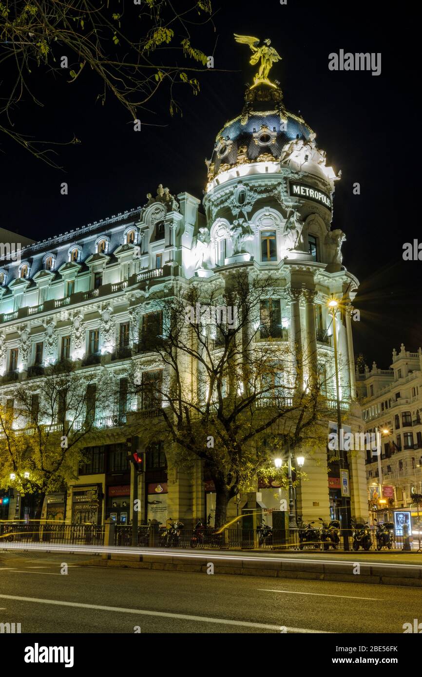 Madrid la nuit, Espagne Banque D'Images