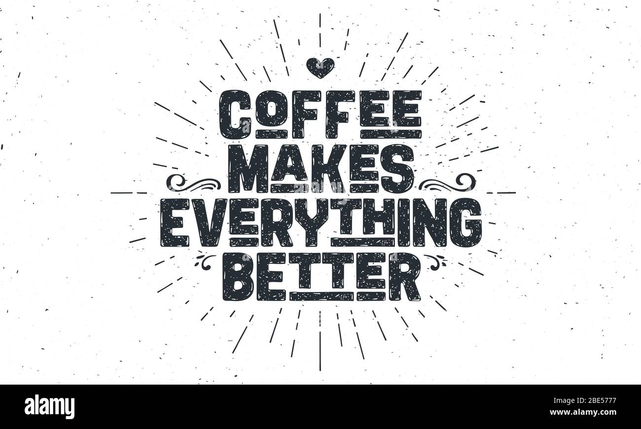 Café. Affiche avec café en lettres dessinées à la main Illustration de Vecteur