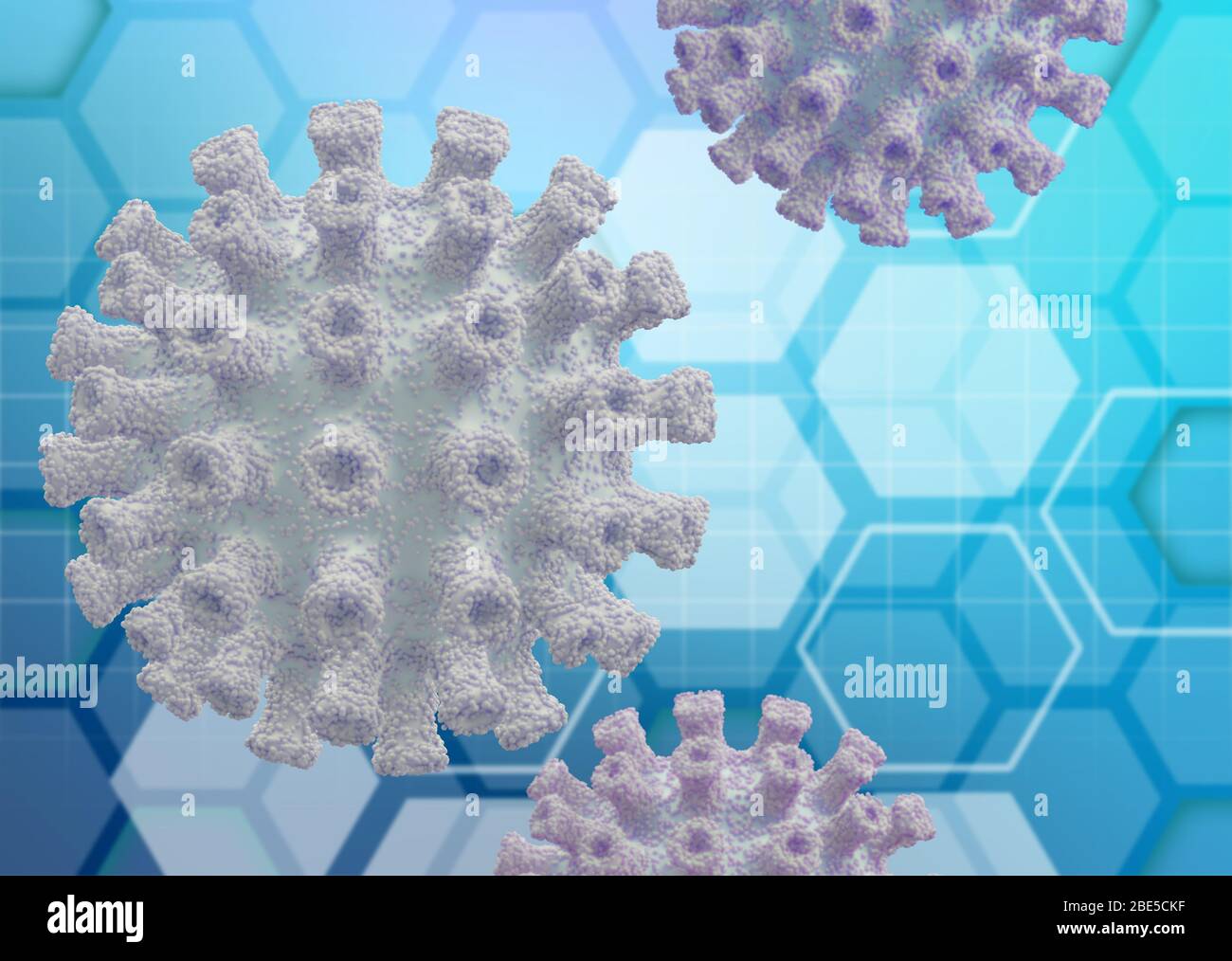 Antécédents de l'éclosion de grippe du coronavirus Covid-19. Rendu 3D. Banque D'Images