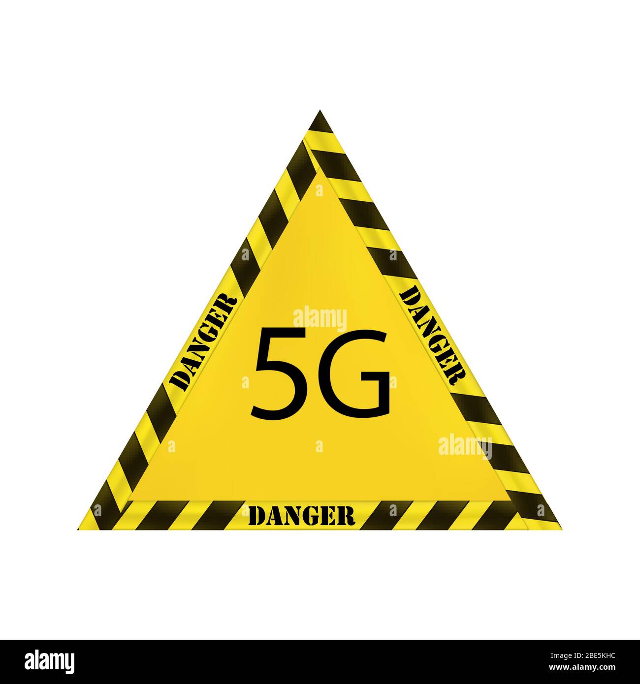 Signe triangulaire à vecteur jaune avec bande restrictive jaune et noire sur fond blanc. Danger de nouveaux réseaux wifi. Signe de danger de Illustration de Vecteur