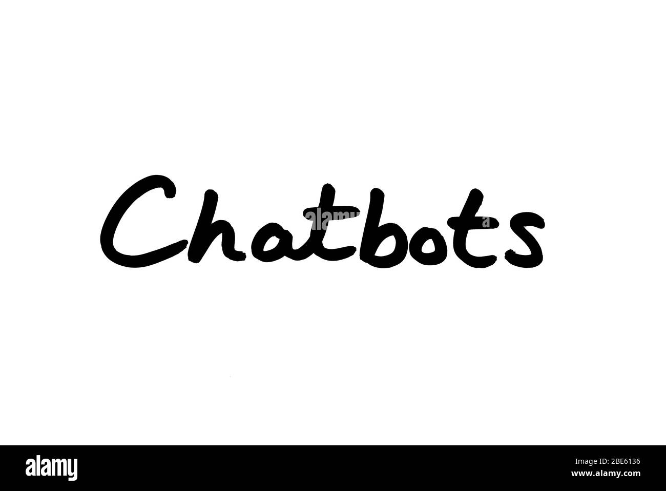 Chatbots manuscrit sur un fond blanc. Banque D'Images