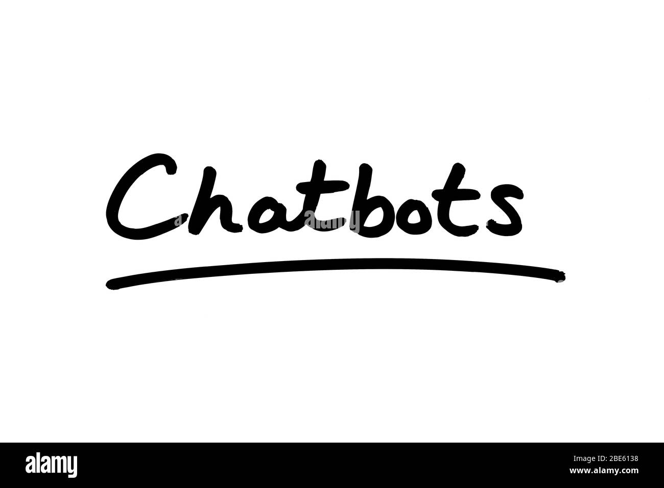 Chatbots manuscrit sur un fond blanc. Banque D'Images