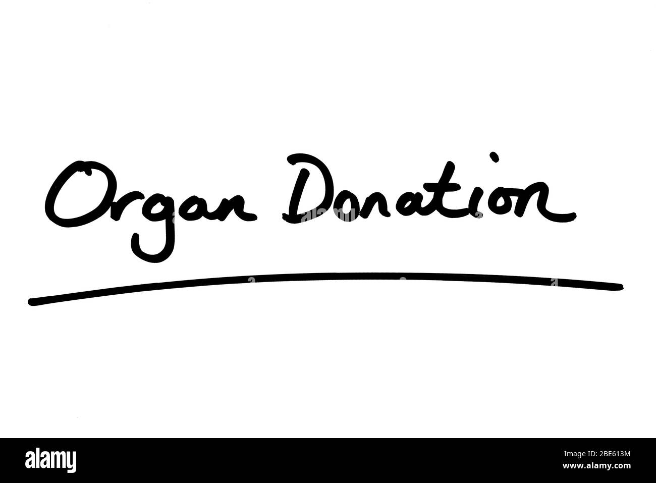 Don d'organe manuscrit sur fond blanc. Banque D'Images