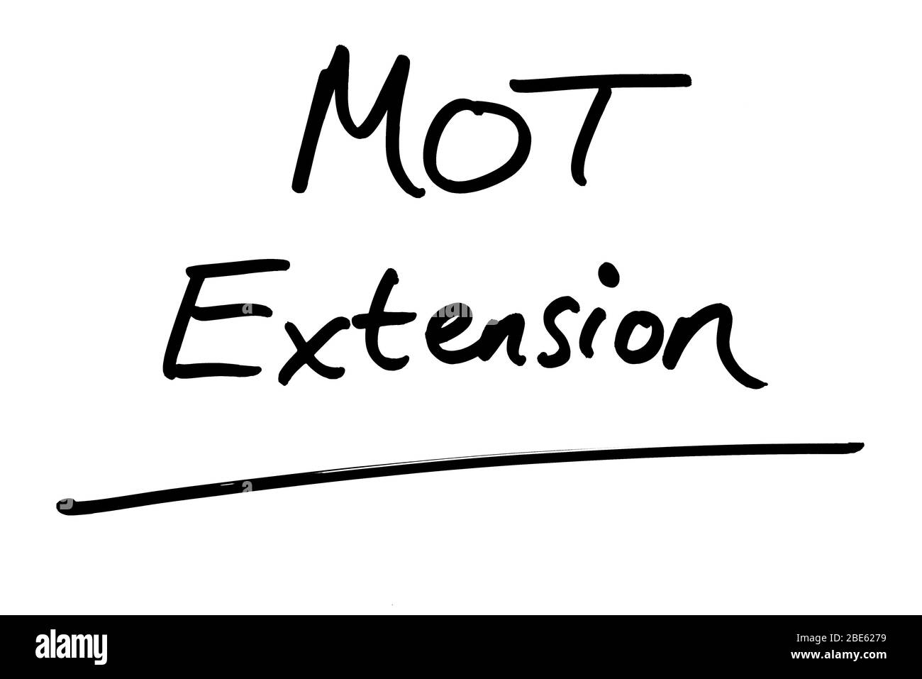 MOT extension manuscrit sur fond blanc. Banque D'Images