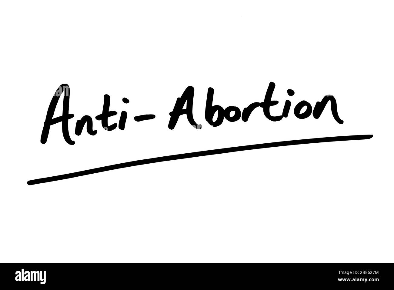 Anti-avortement manuscrit sur fond blanc. Banque D'Images