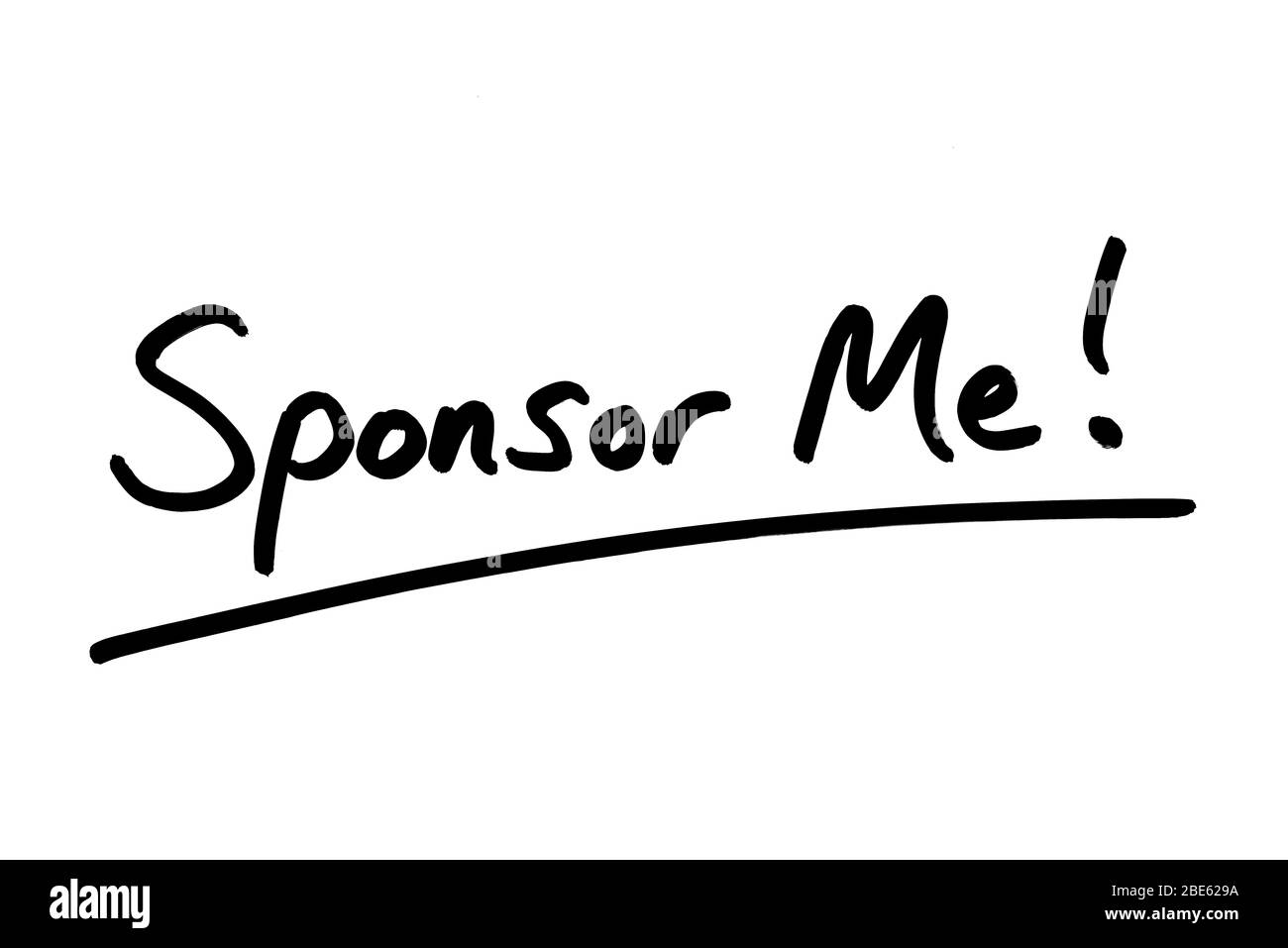 Sponsoriser moi ! manuscrit sur fond blanc. Banque D'Images