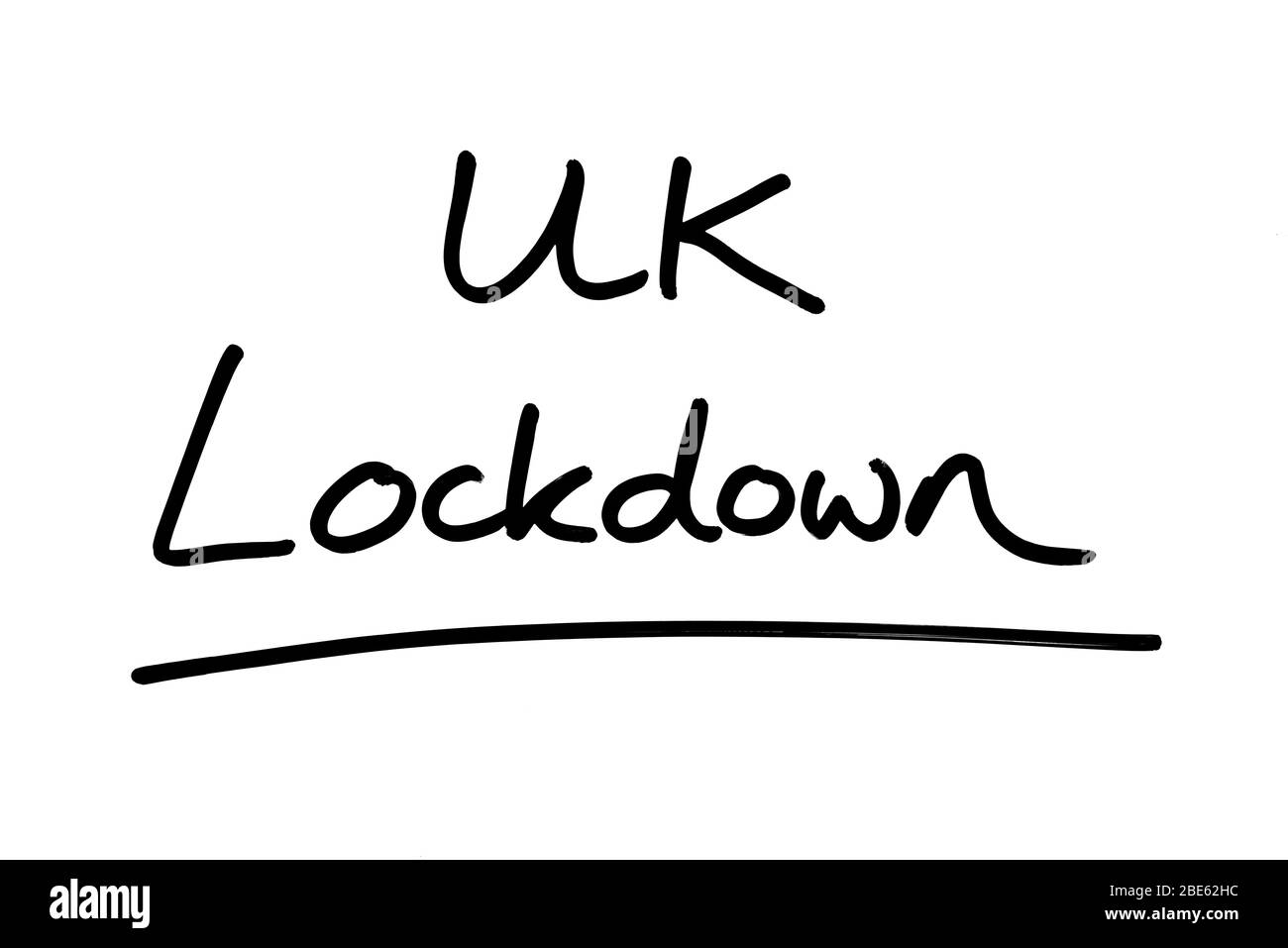 UK Lockdown manuscrit sur un fond blanc. Banque D'Images