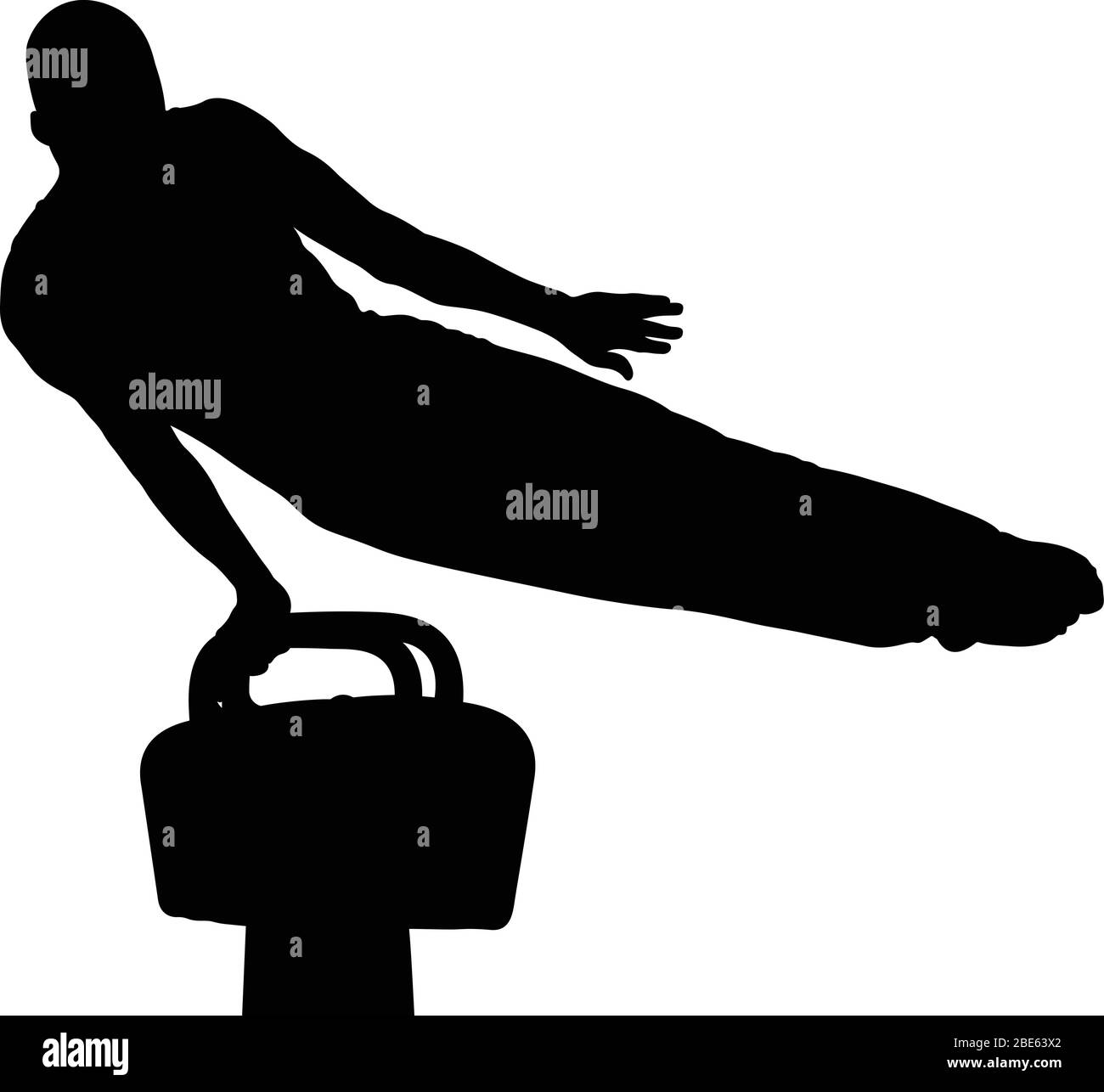 exercice de gymnastique d'athlète sur le cheval de pommel. silhouette noire isolée Illustration de Vecteur